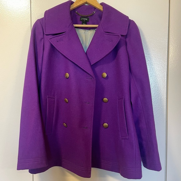 Purple JCrew Double Breasted Wool Coat - Picture 7 of 7